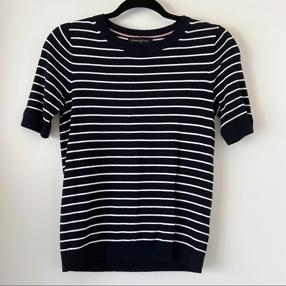 Banana Republic Navy Short Sleeve Sweater Top XS